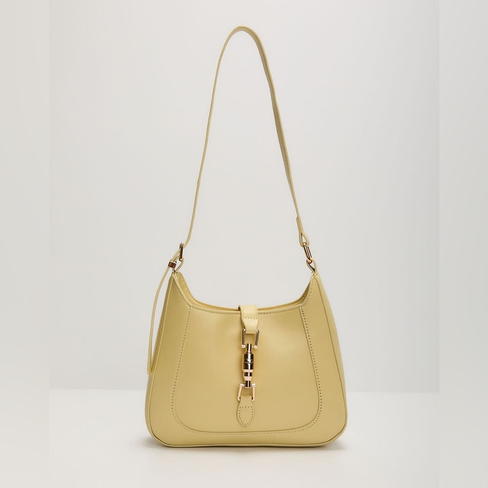 Vici Pale Yellow Leather Shoulder Bag with Gold Hardware